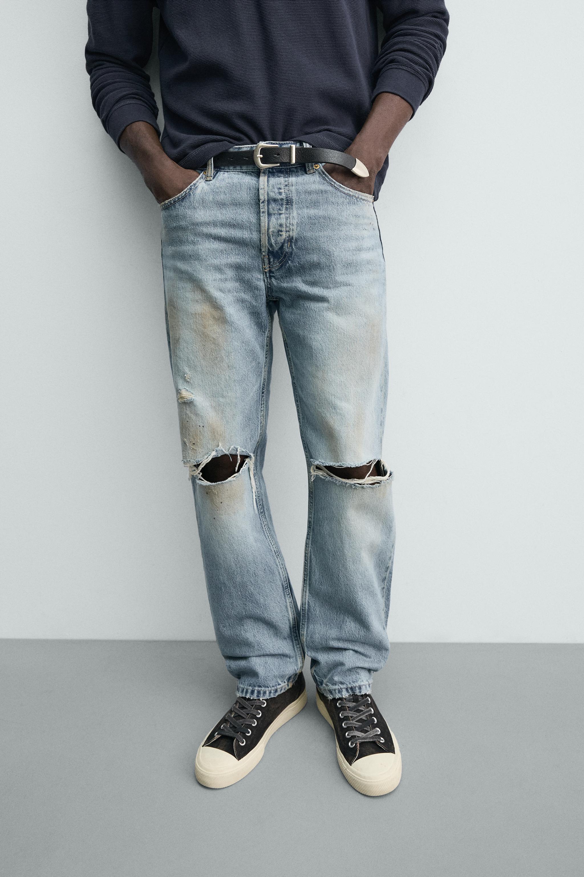 REGULAR FIT VINTAGE RIPPED JEANS